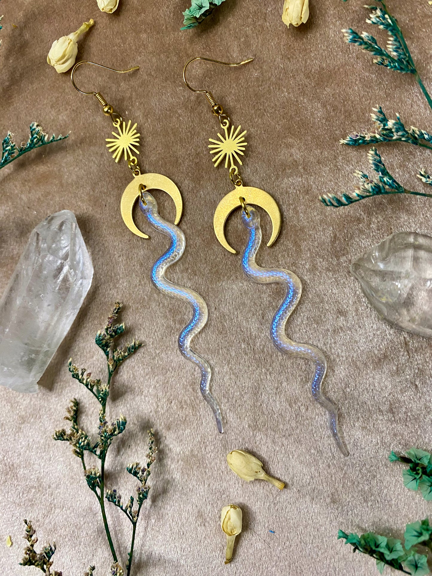 Slithering Snake Earrings (Iridescent)