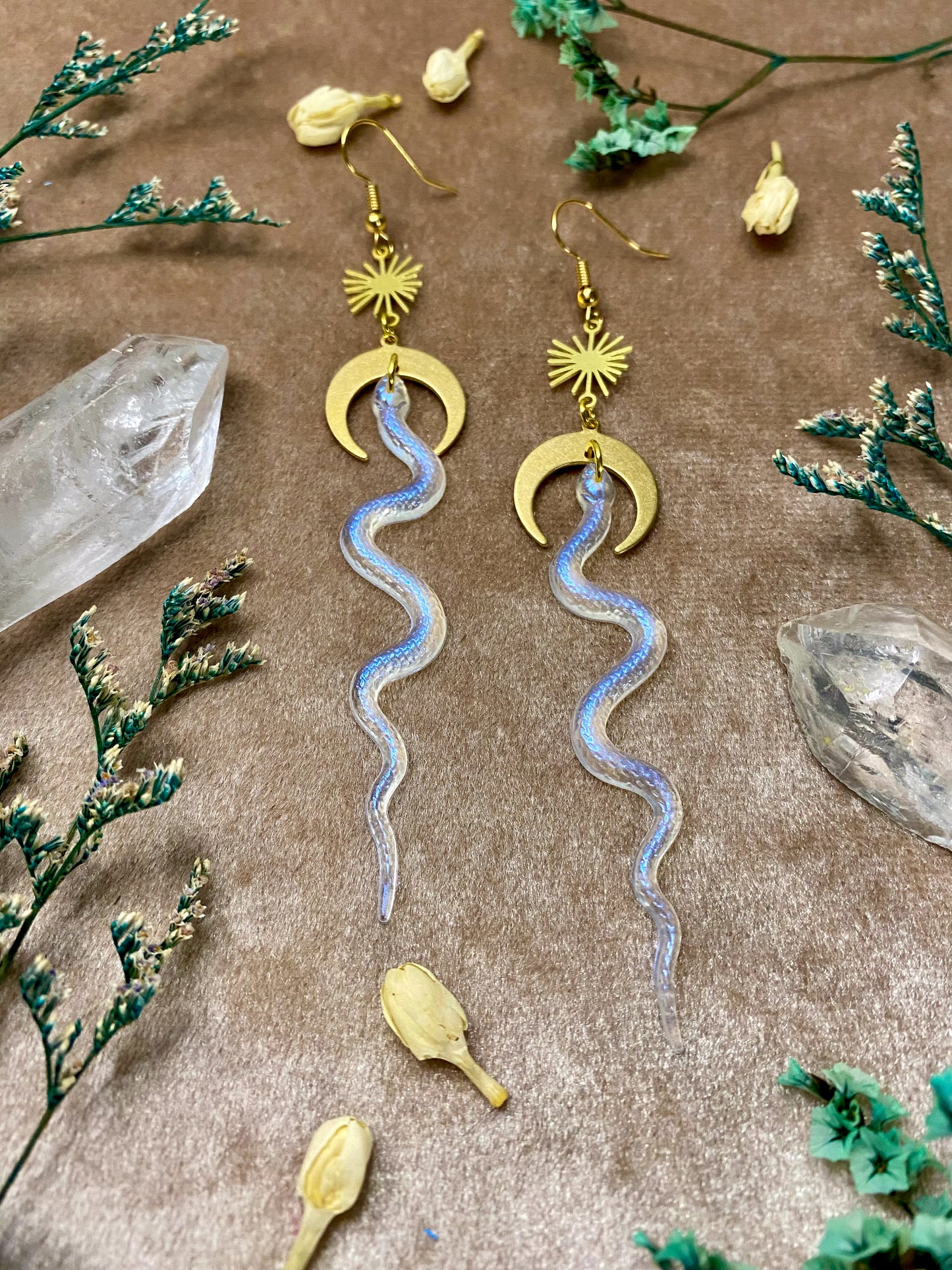 Slithering Snake Earrings (Iridescent)