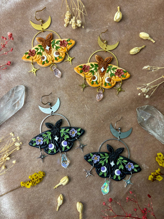 Floral Moth Earrings