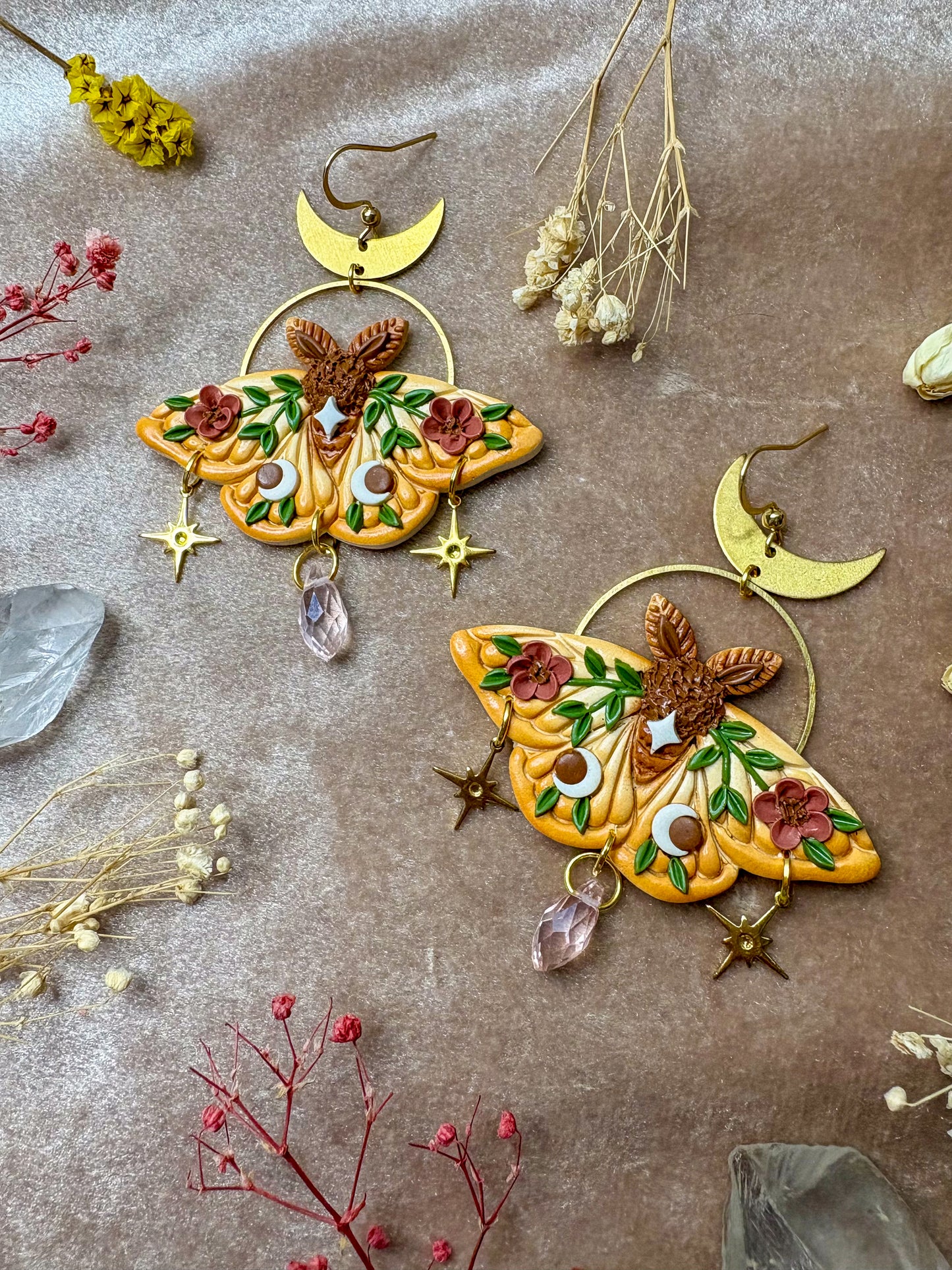 Floral Moth Earrings