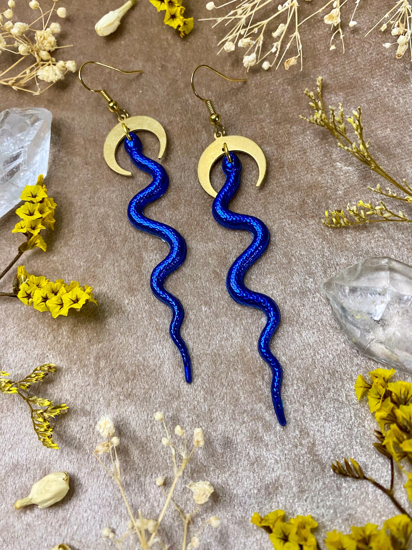 Slithering Snake Earrings (Blue)