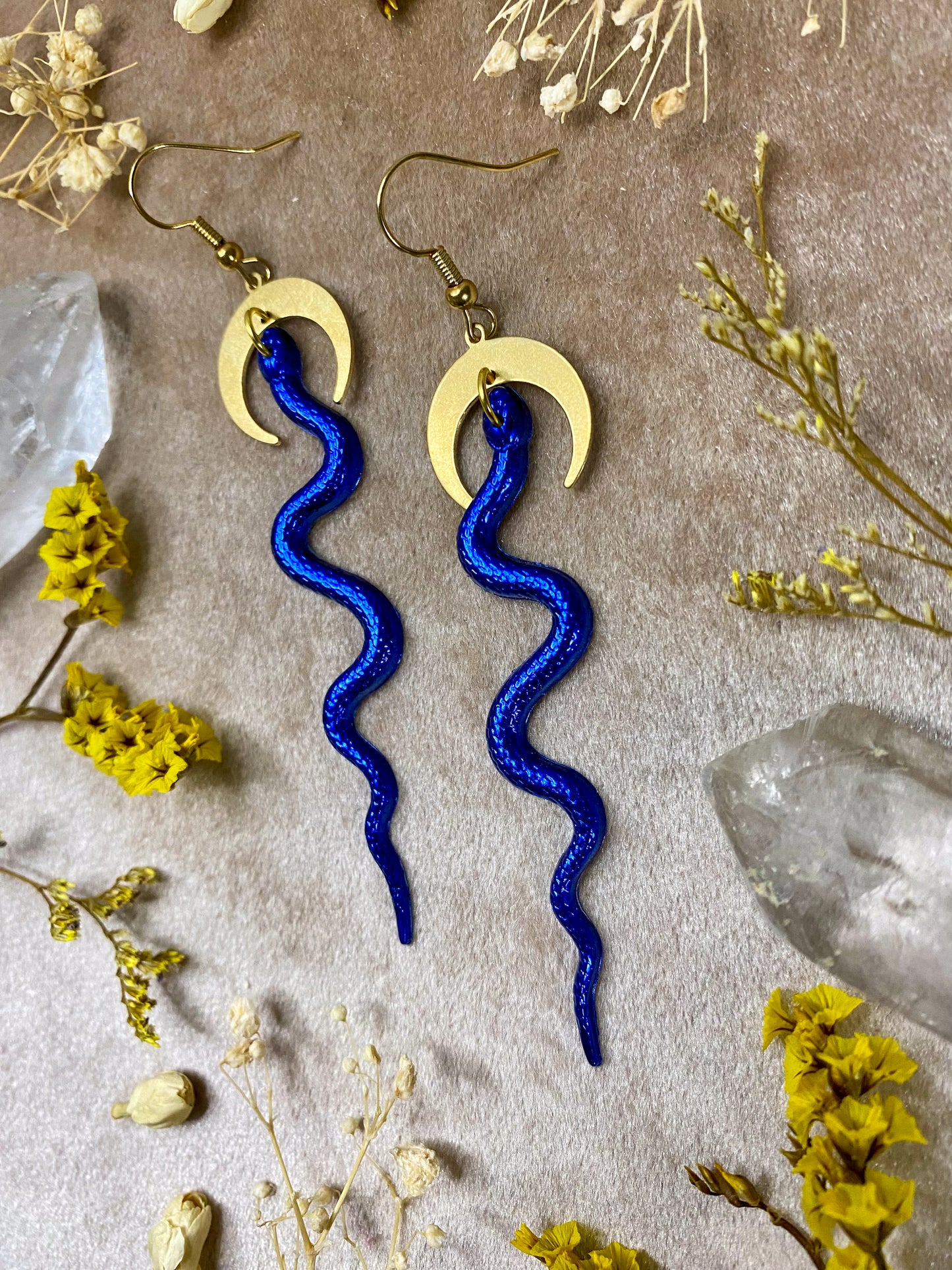 Slithering Snake Earrings (Blue)