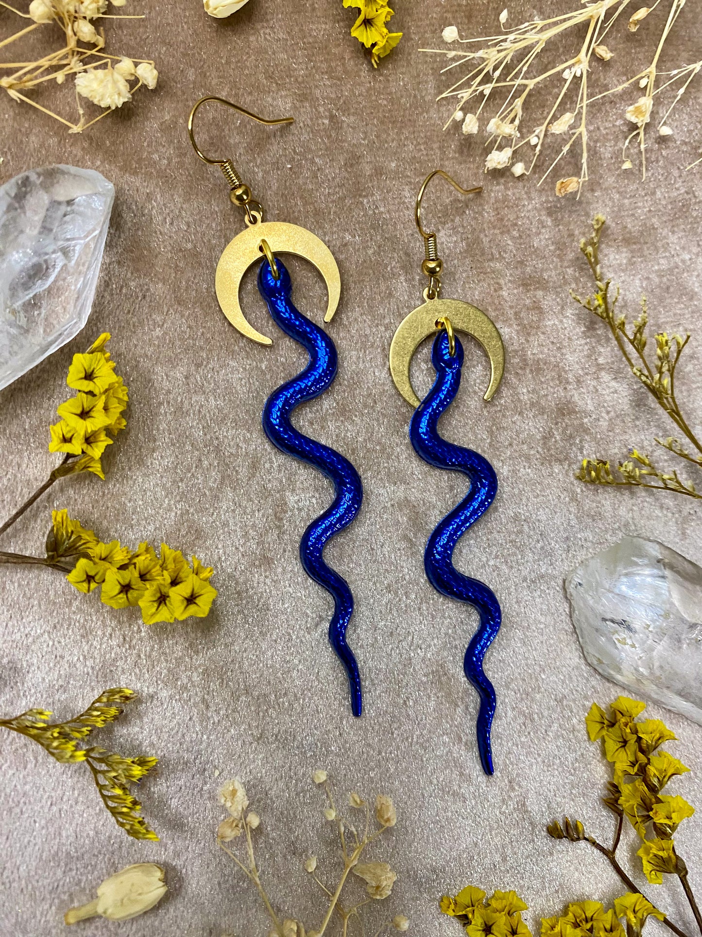 Slithering Snake Earrings (Blue)