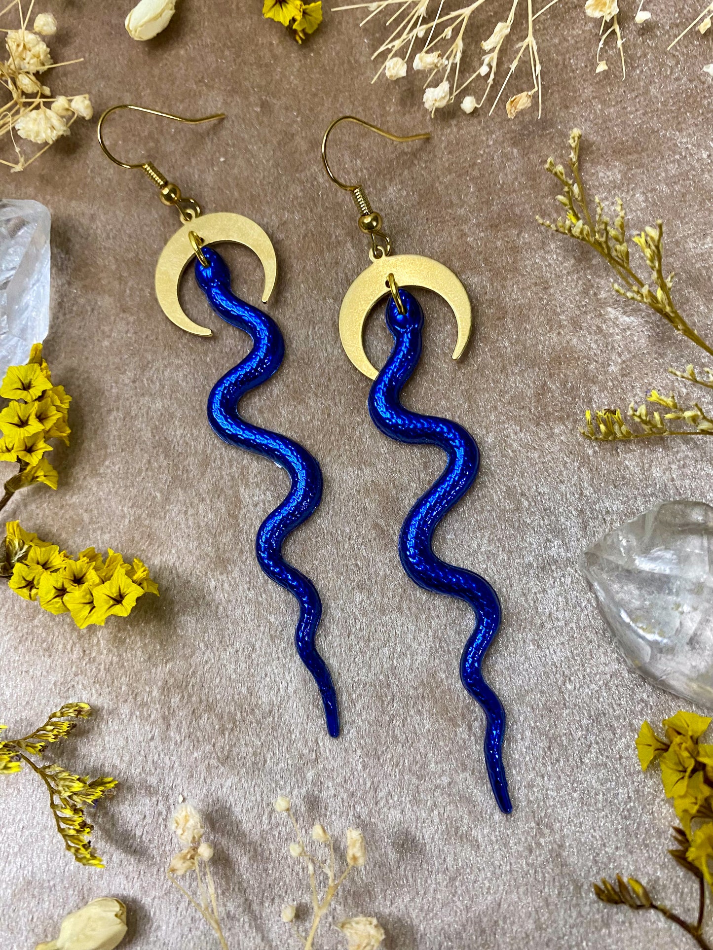 Slithering Snake Earrings (Blue)