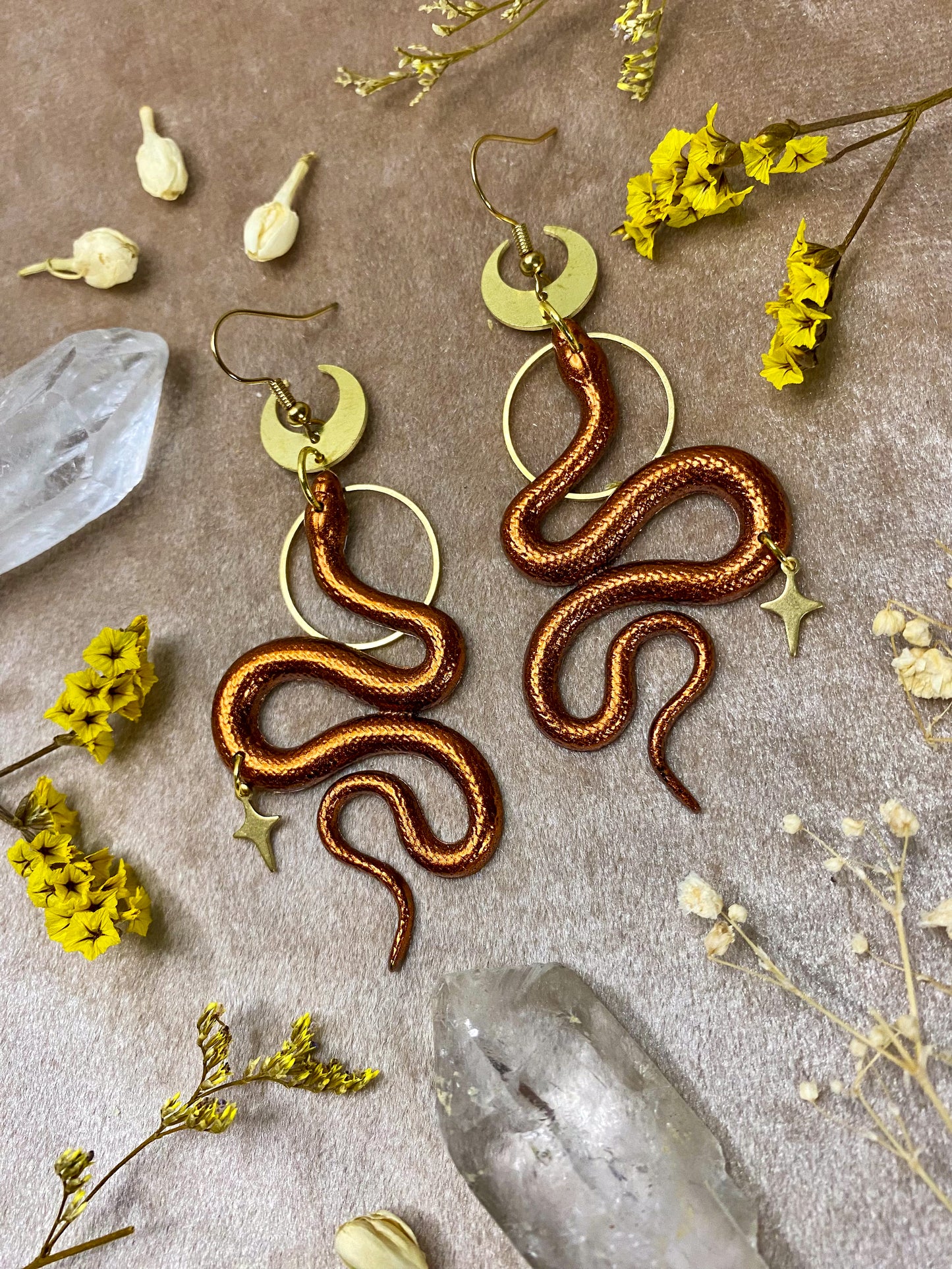 Copper Snake Earrings