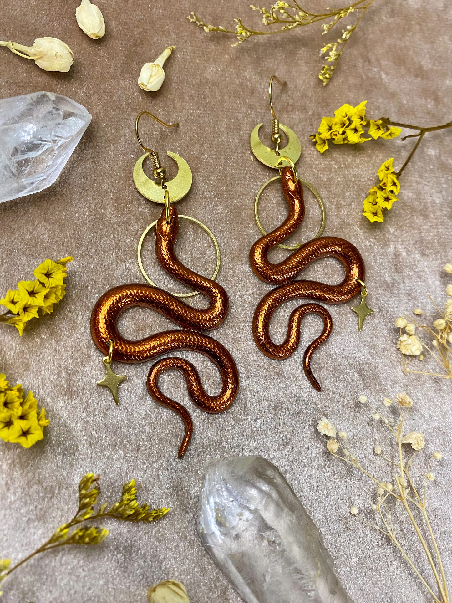 Copper Snake Earrings