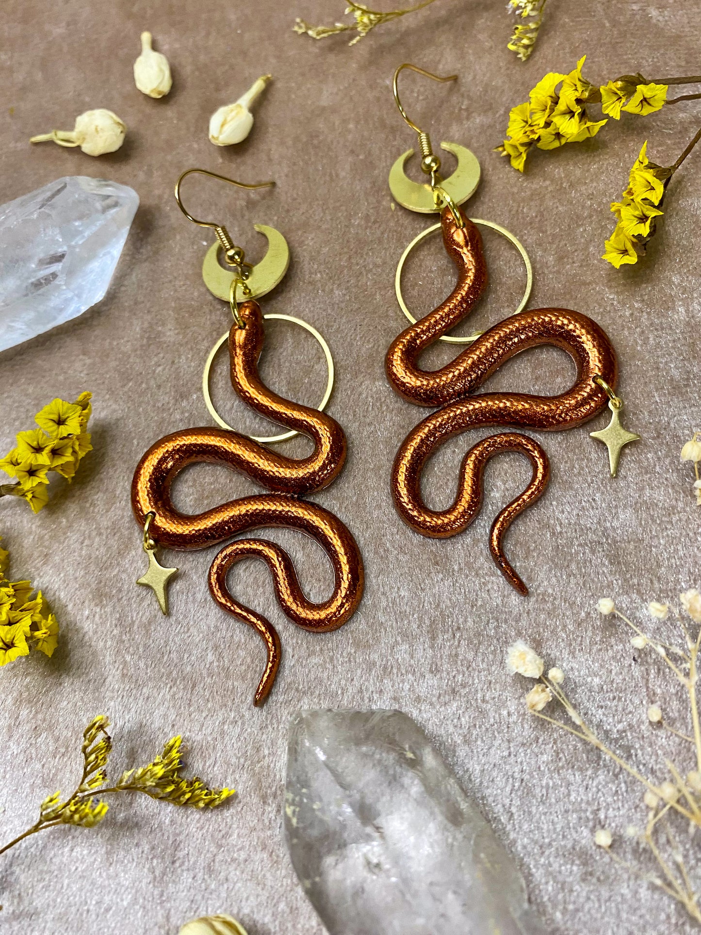 Copper Snake Earrings