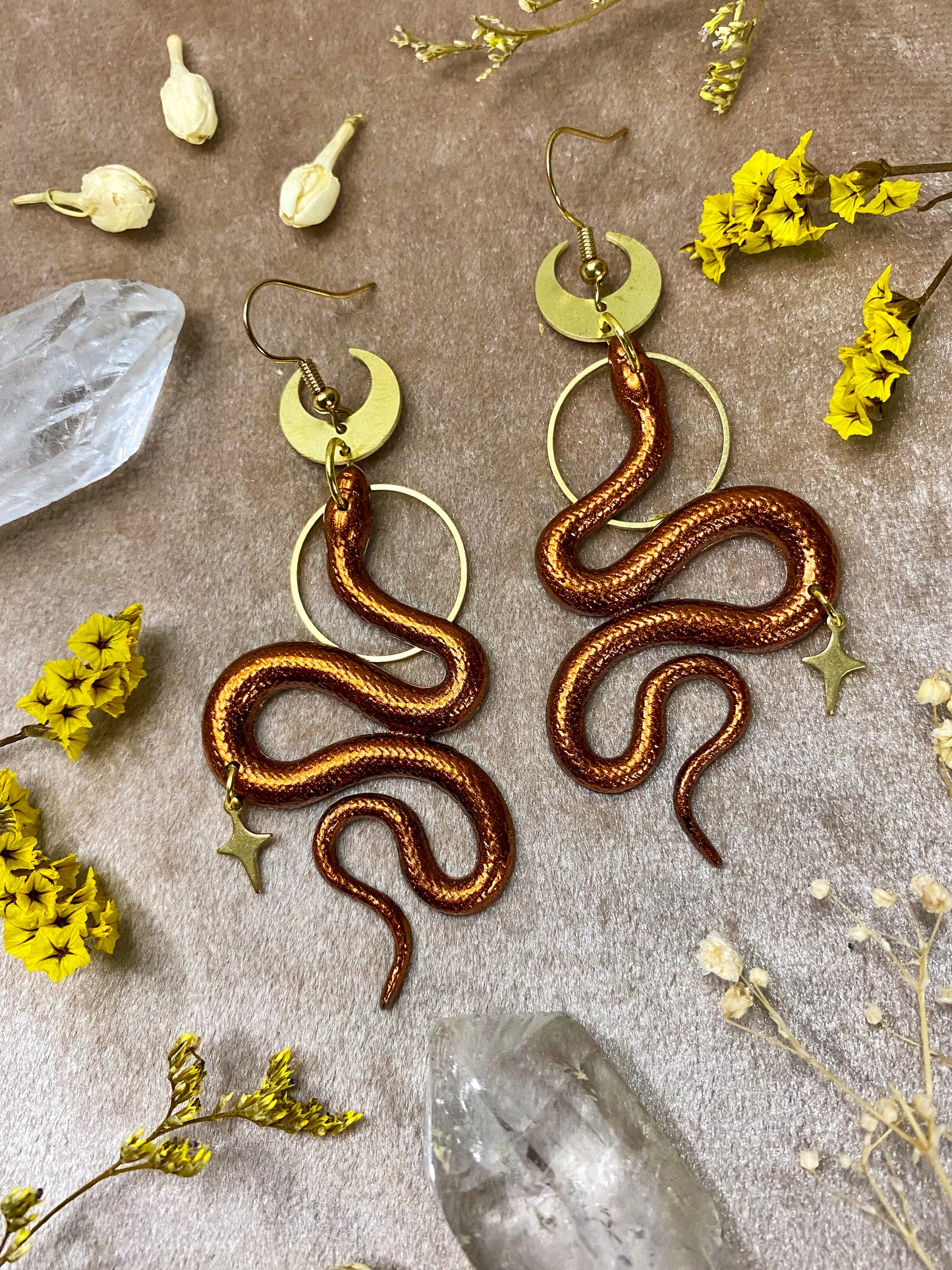 Copper Snake Earrings