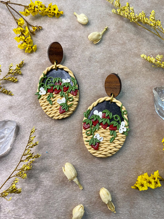 Strawberry Fruit Basket Earrings