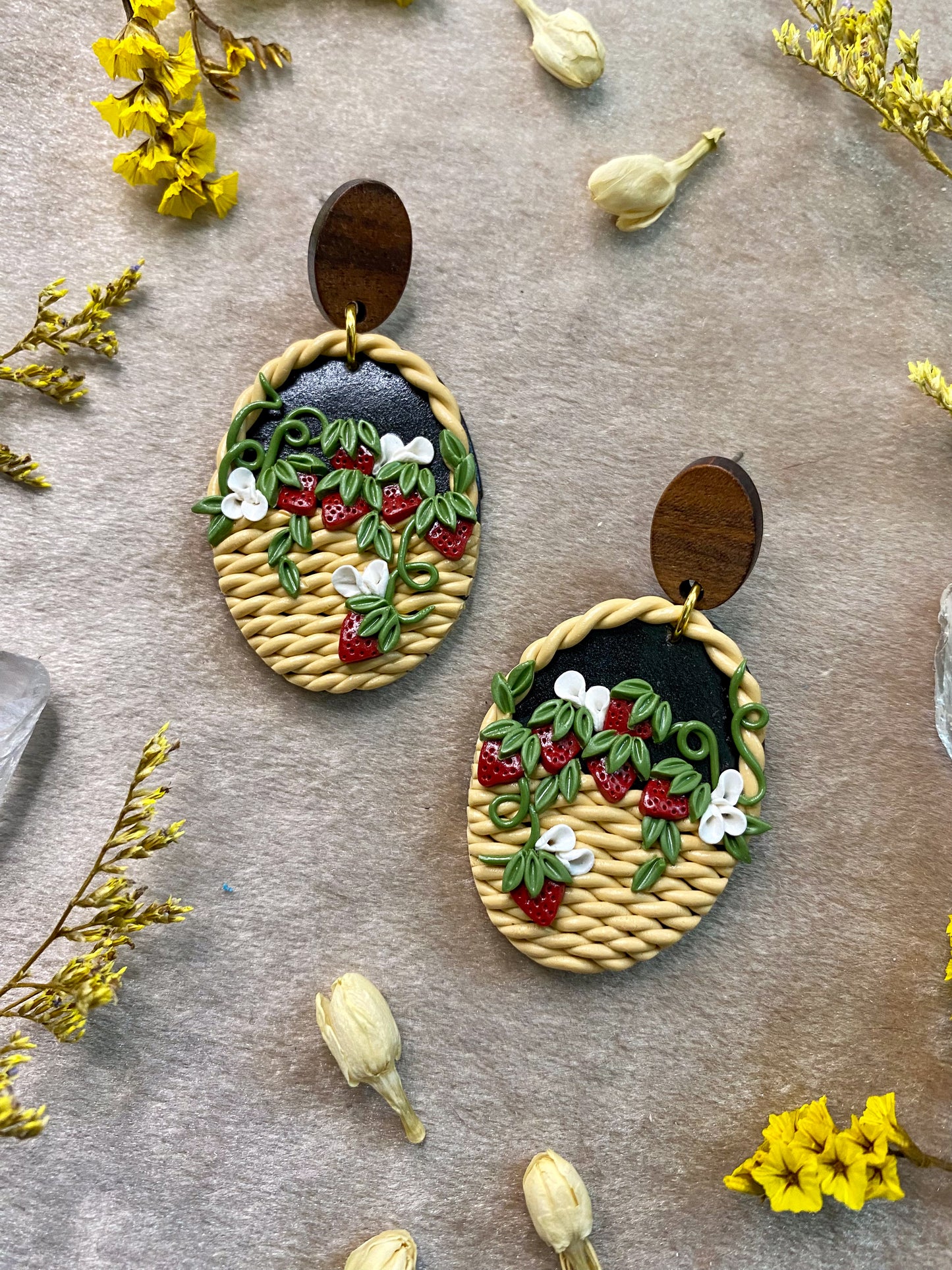 Strawberry Fruit Basket Earrings
