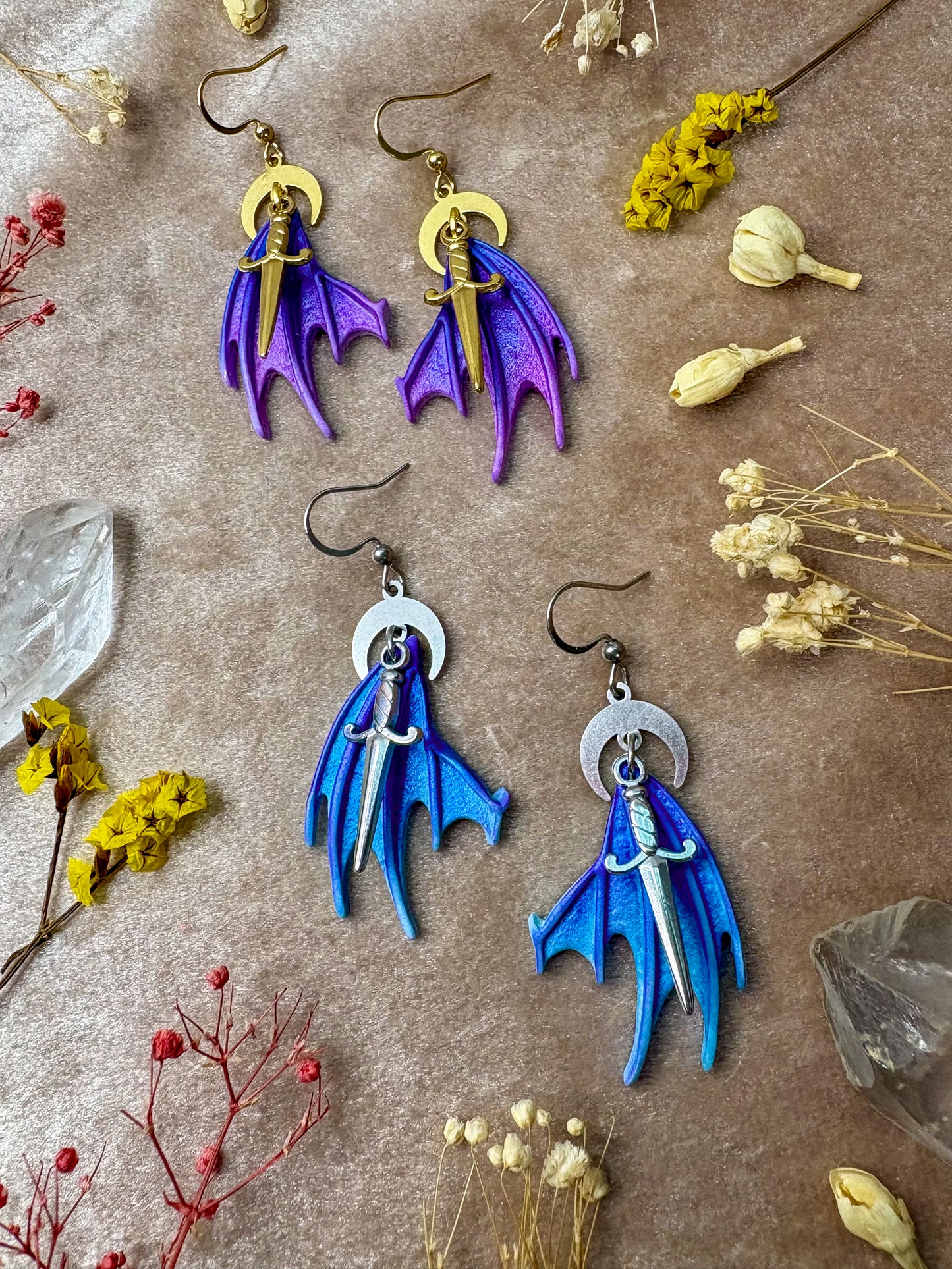 Fae Dagger Wing Earrings