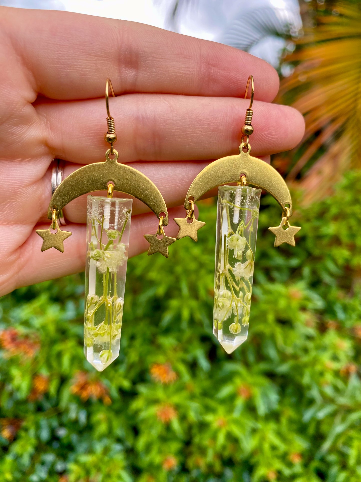 Baby's Breath Crystal Earrings (Gold)