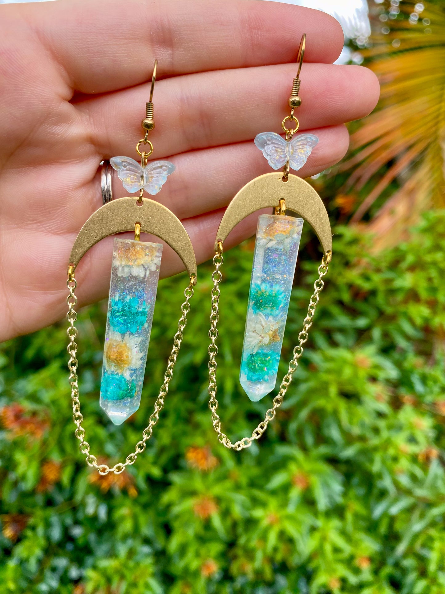 Colored Floral Crystal Earrings