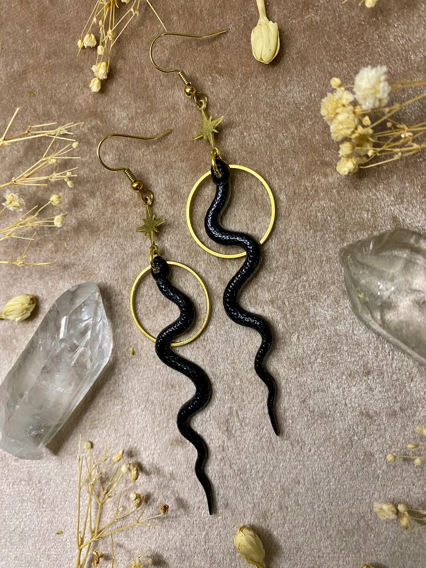 Slithering Snake Earrings (Black)