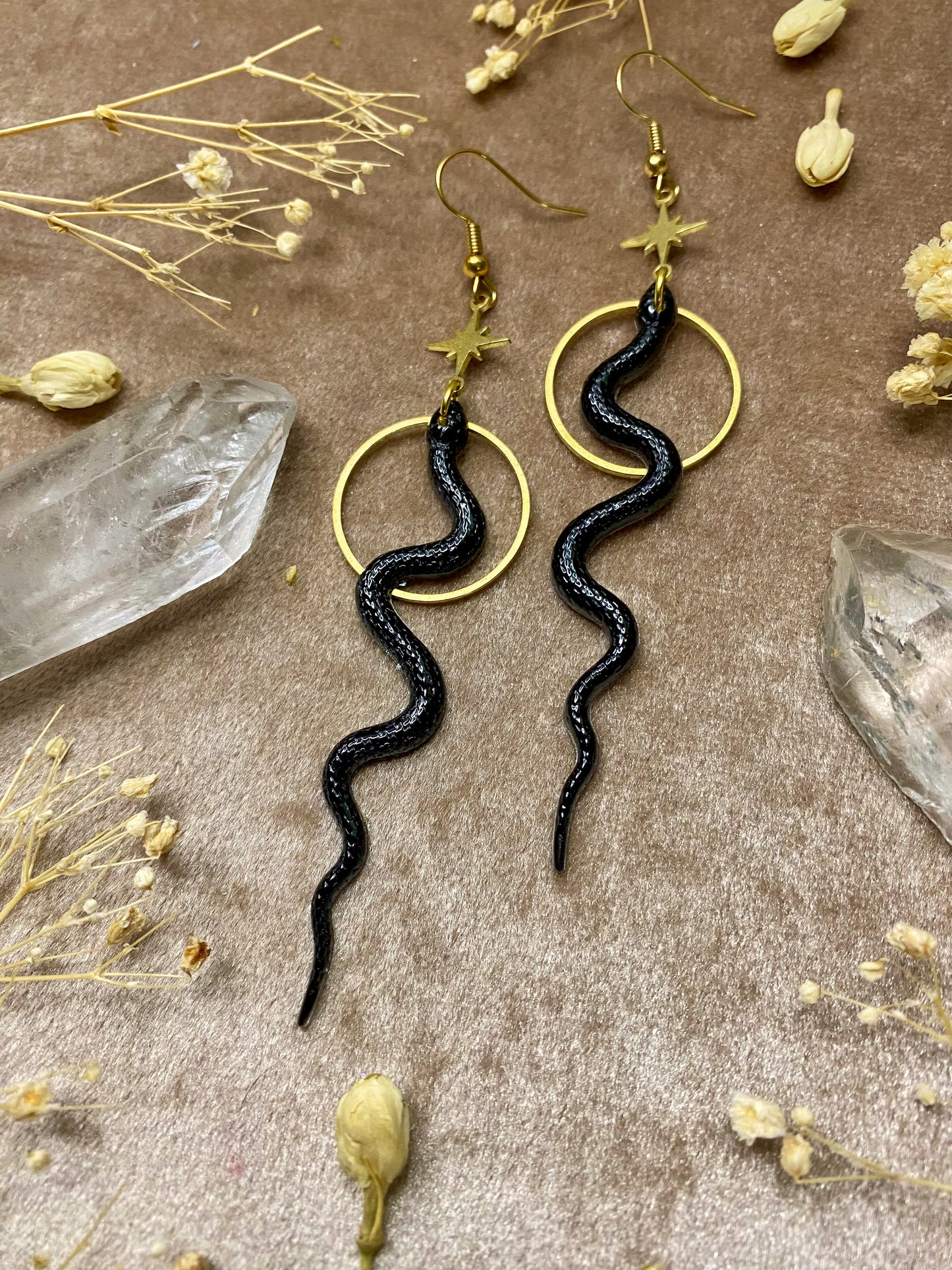 Slithering Snake Earrings (Black)