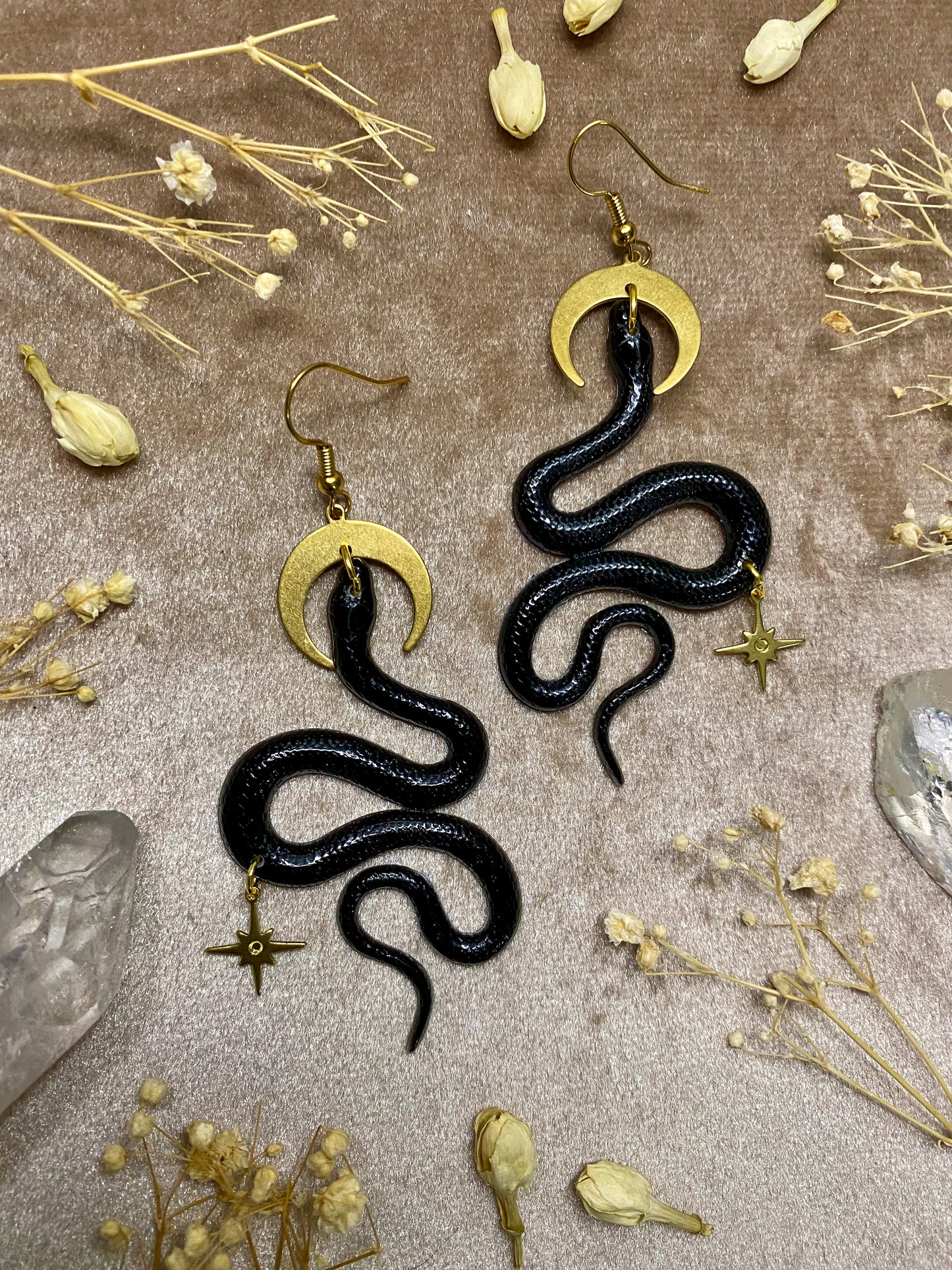 Serpens Snake Earrings (Black)