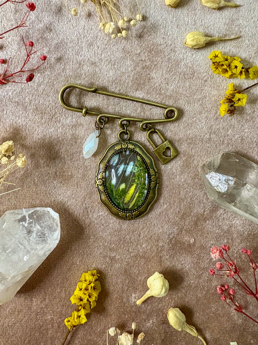 Spotted Sawtooth Butterfly Brooch (small brass)