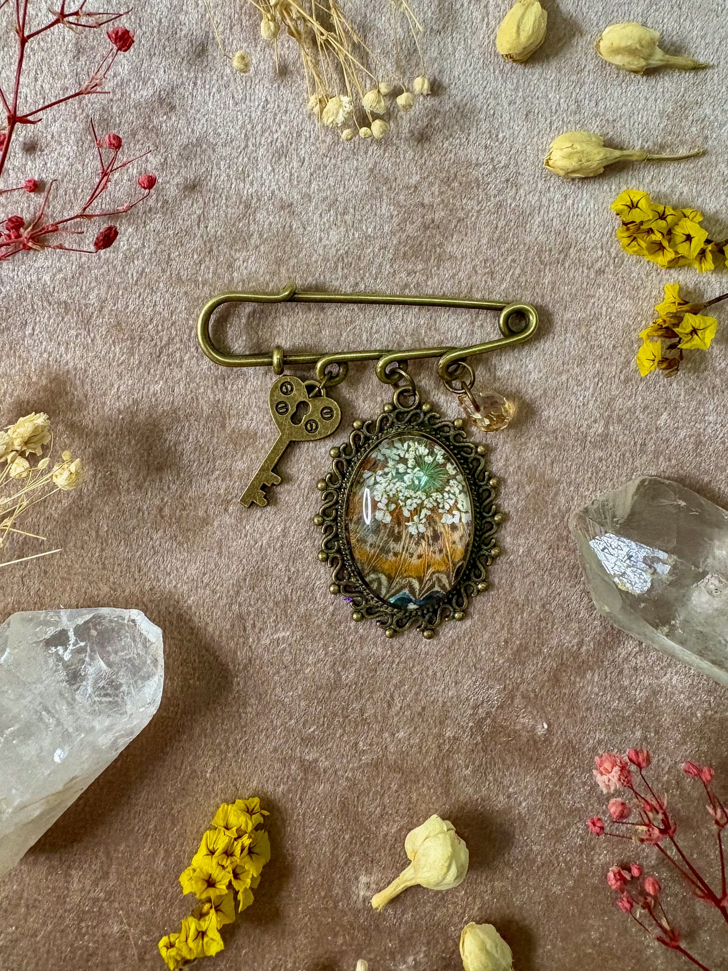 Red Lacewing Butterfly Brooch (small brass)