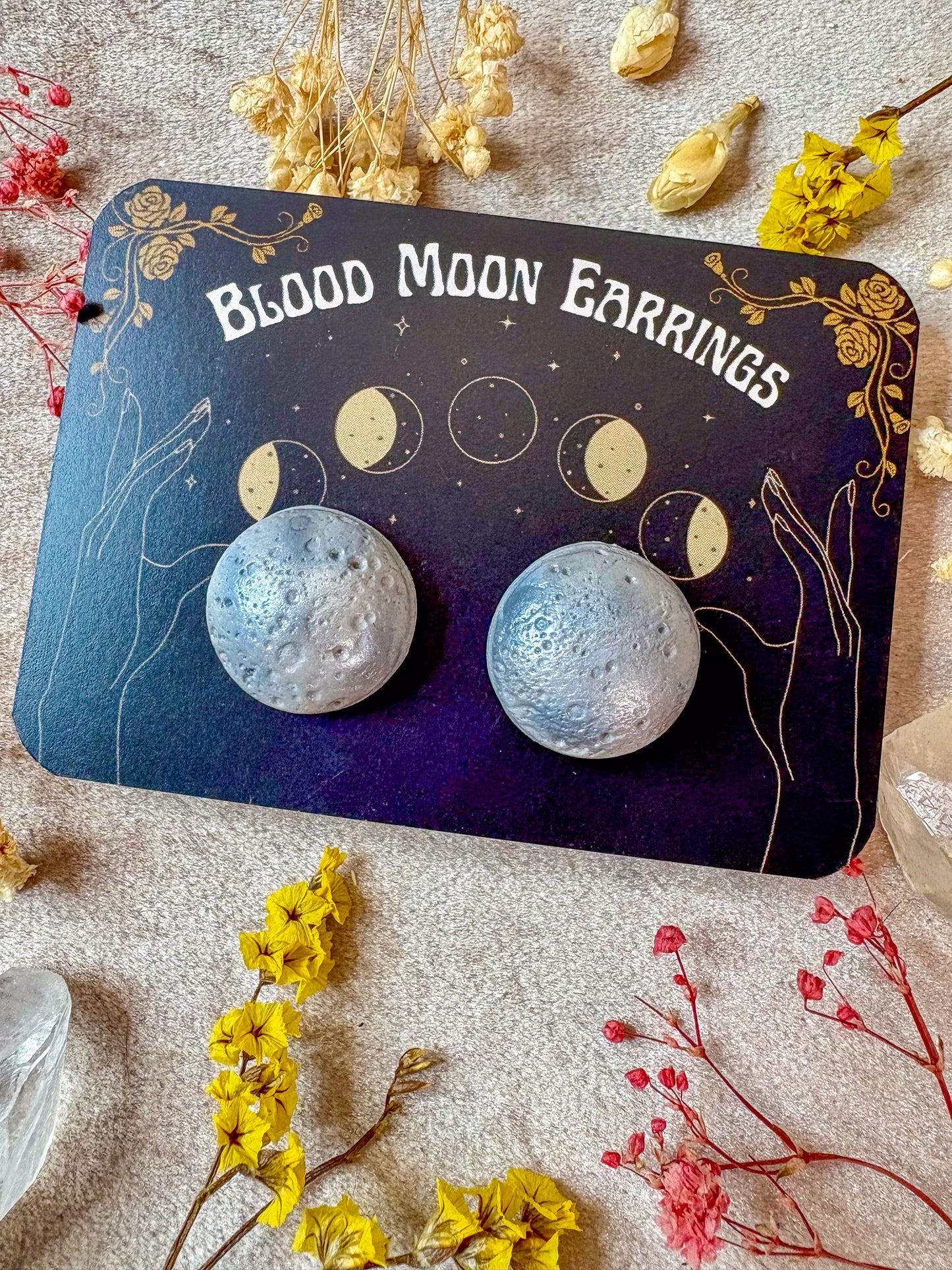 Oversized Moon Stud Earrings
