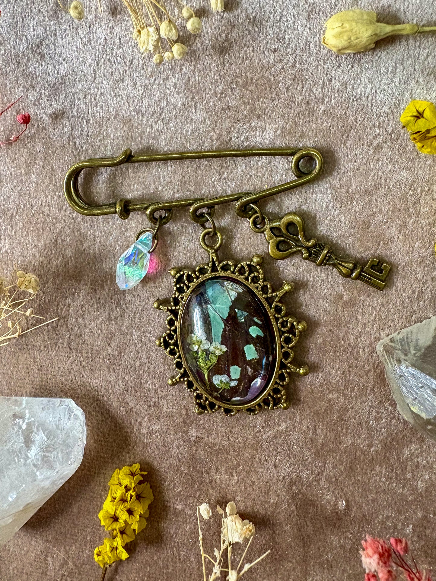 Common Jay Butterfly Brooch (small brass)