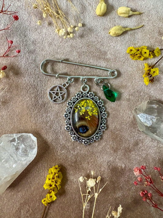 Peacock Pansy Butterfly Brooch (small silver)