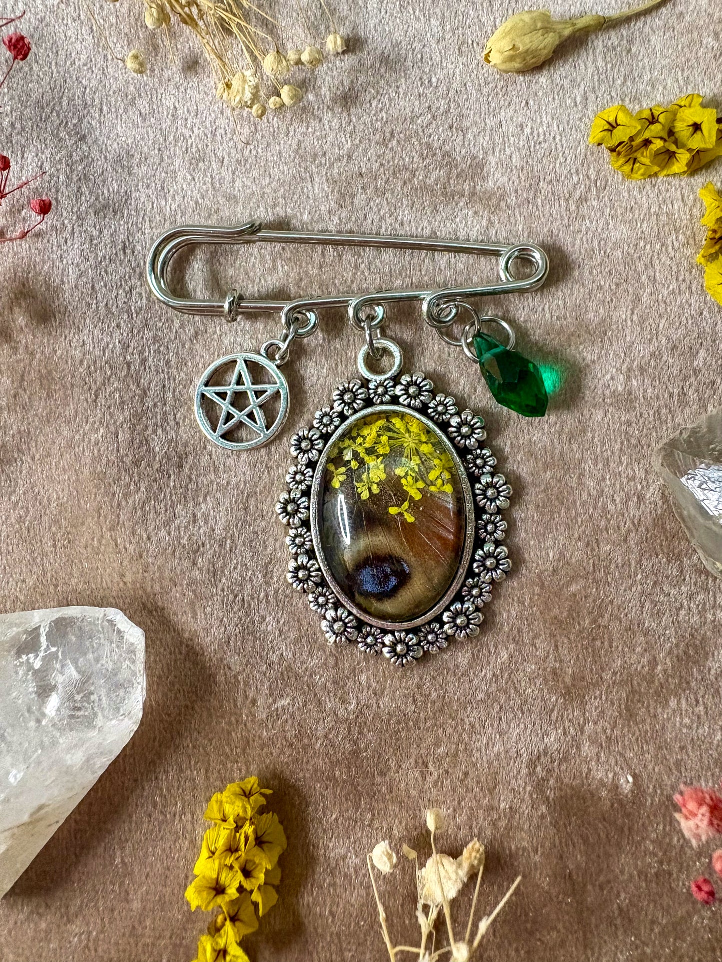 Peacock Pansy Butterfly Brooch (small silver)
