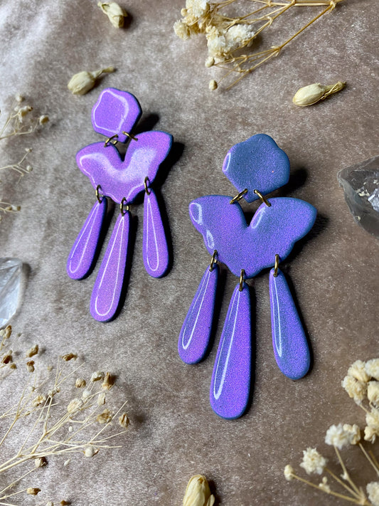 polymer clay and resin color changing dangle earrings