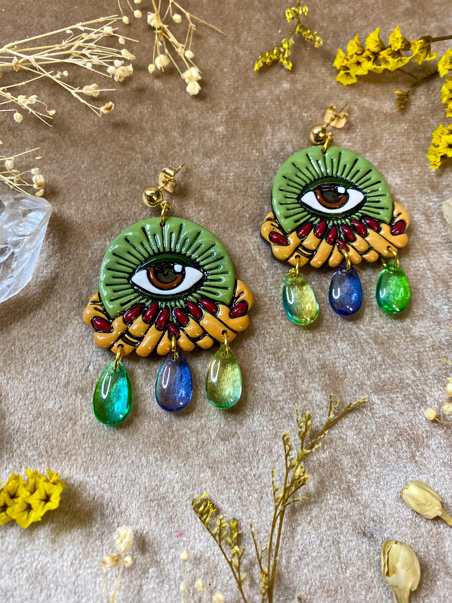 Green Crystal (Eye)Ball Earrings