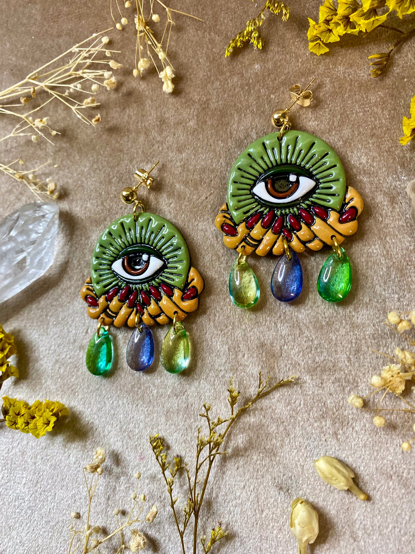 Green Crystal (Eye)Ball Earrings