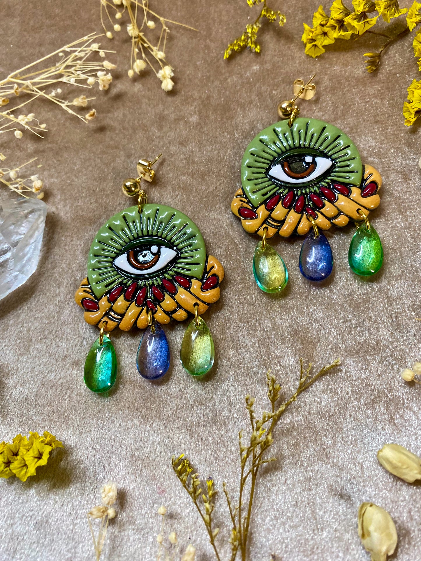 Green Crystal (Eye)Ball Earrings