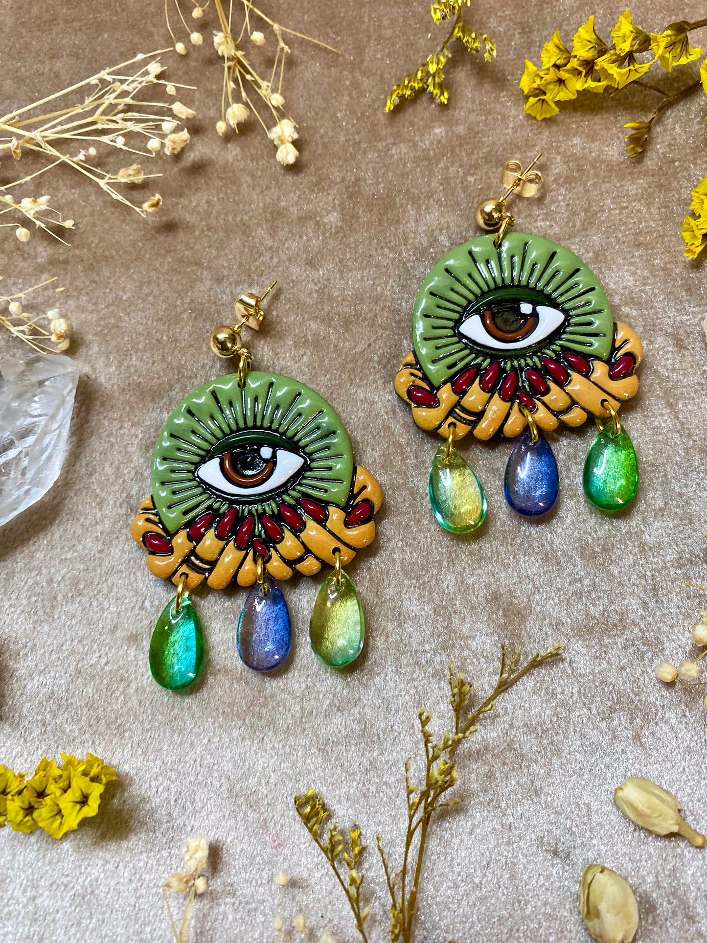 Green Crystal (Eye)Ball Earrings