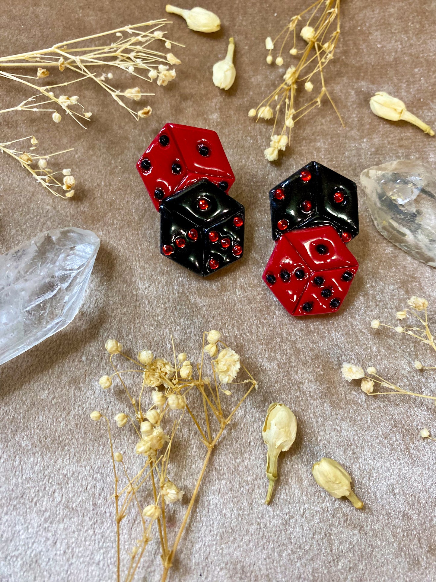 Jeweled Dice Stud Earrings