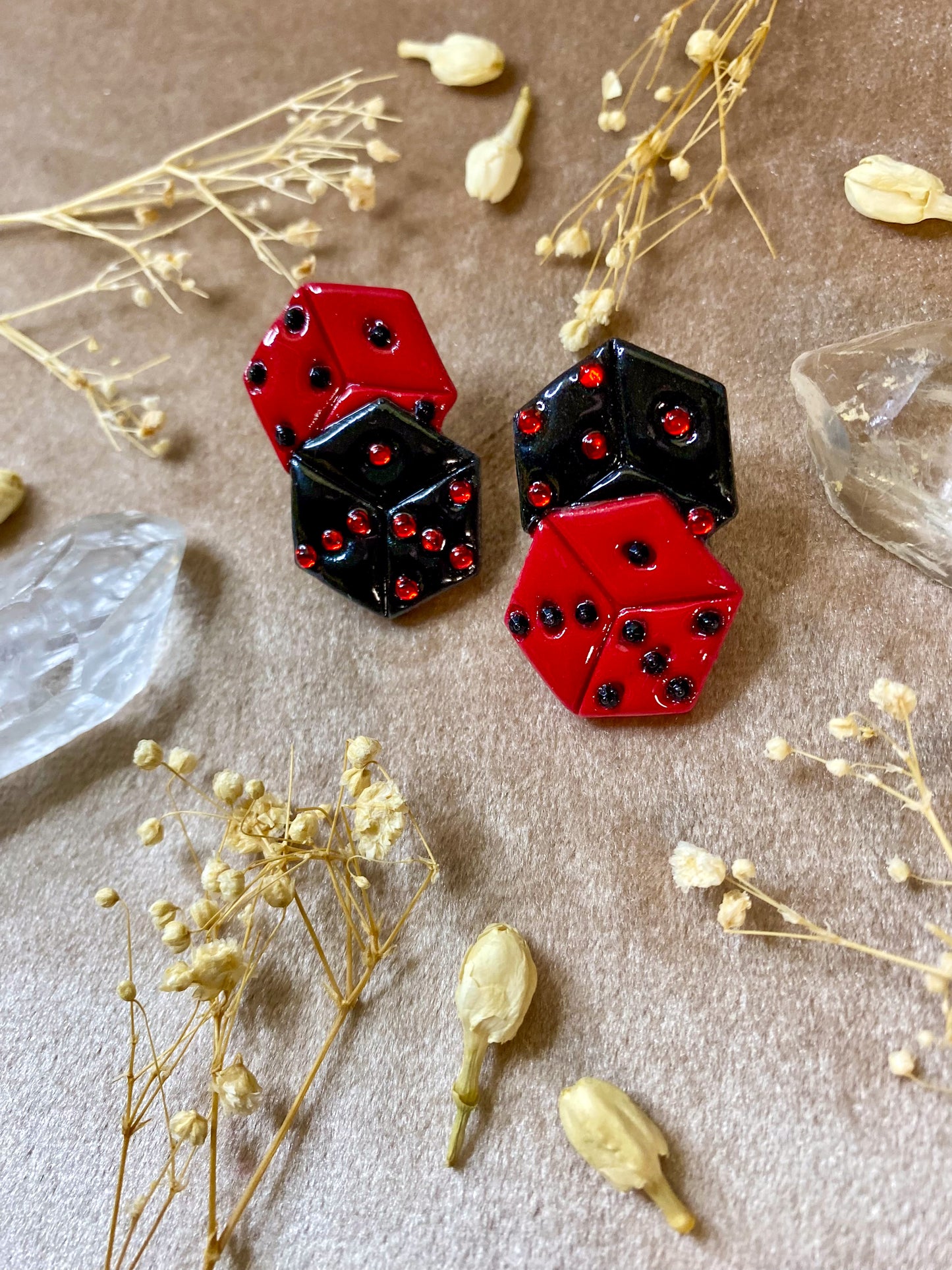 Jeweled Dice Stud Earrings