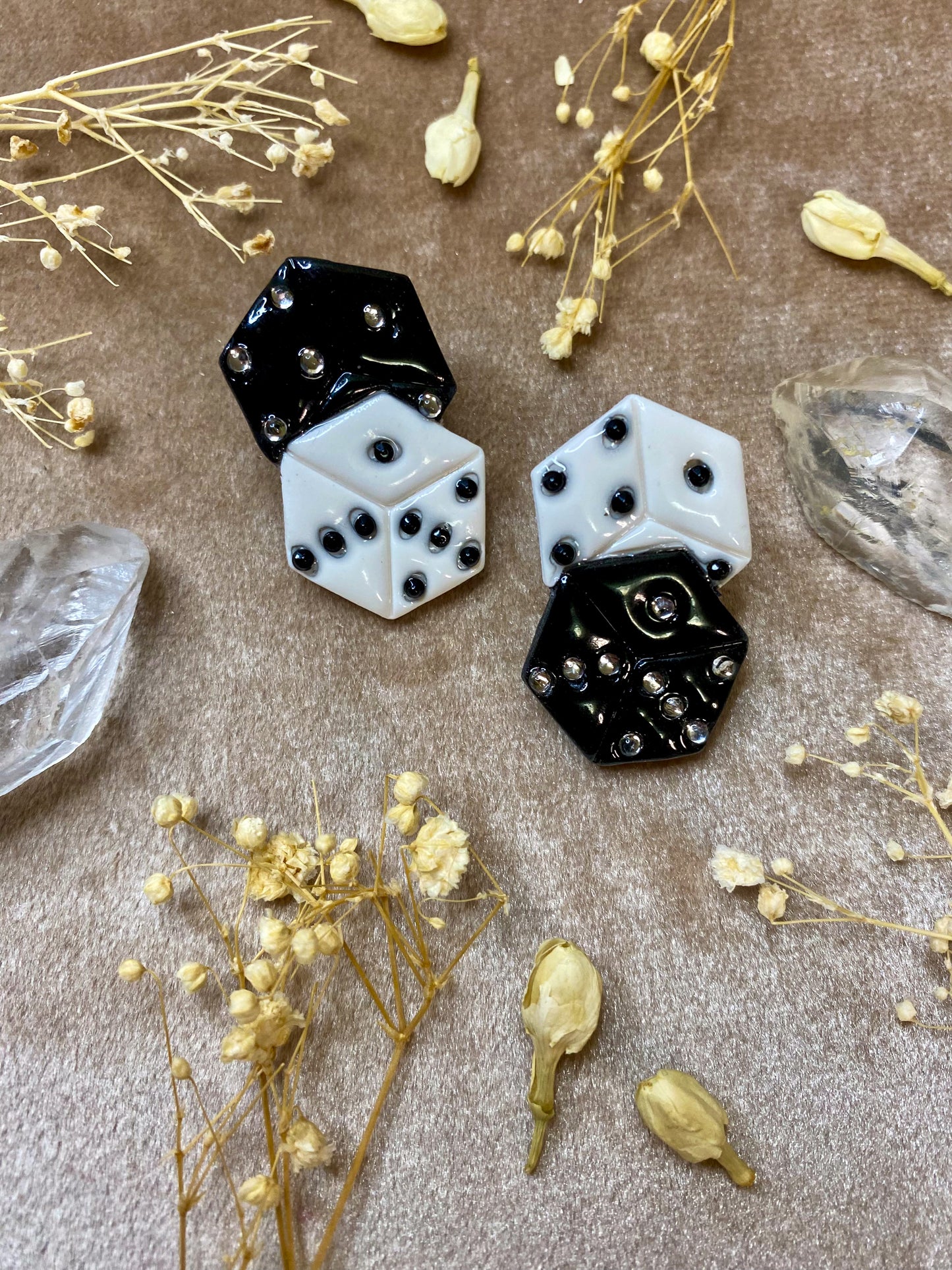 Jeweled Dice Stud Earrings