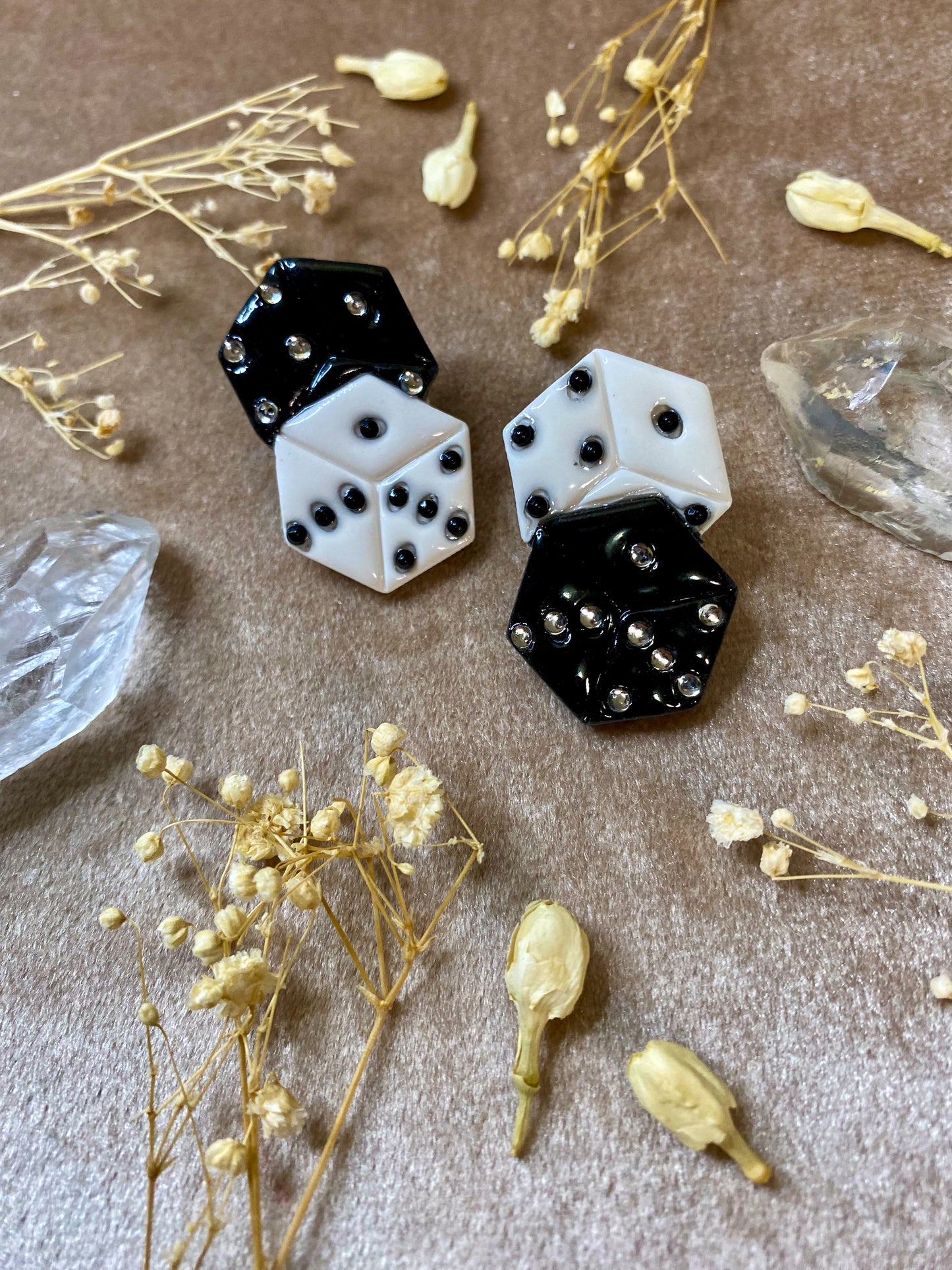 Jeweled Dice Stud Earrings