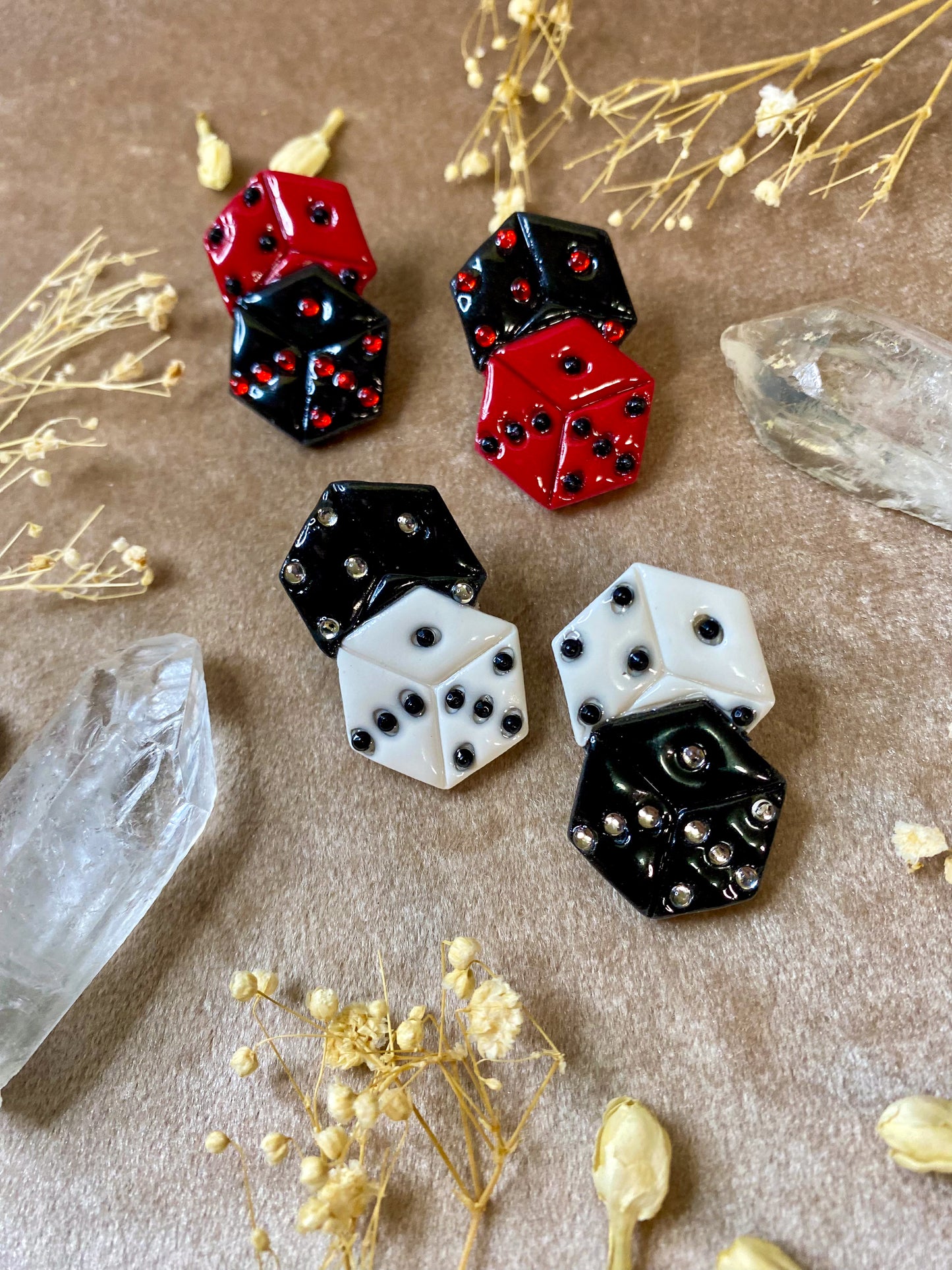 Jeweled Dice Stud Earrings