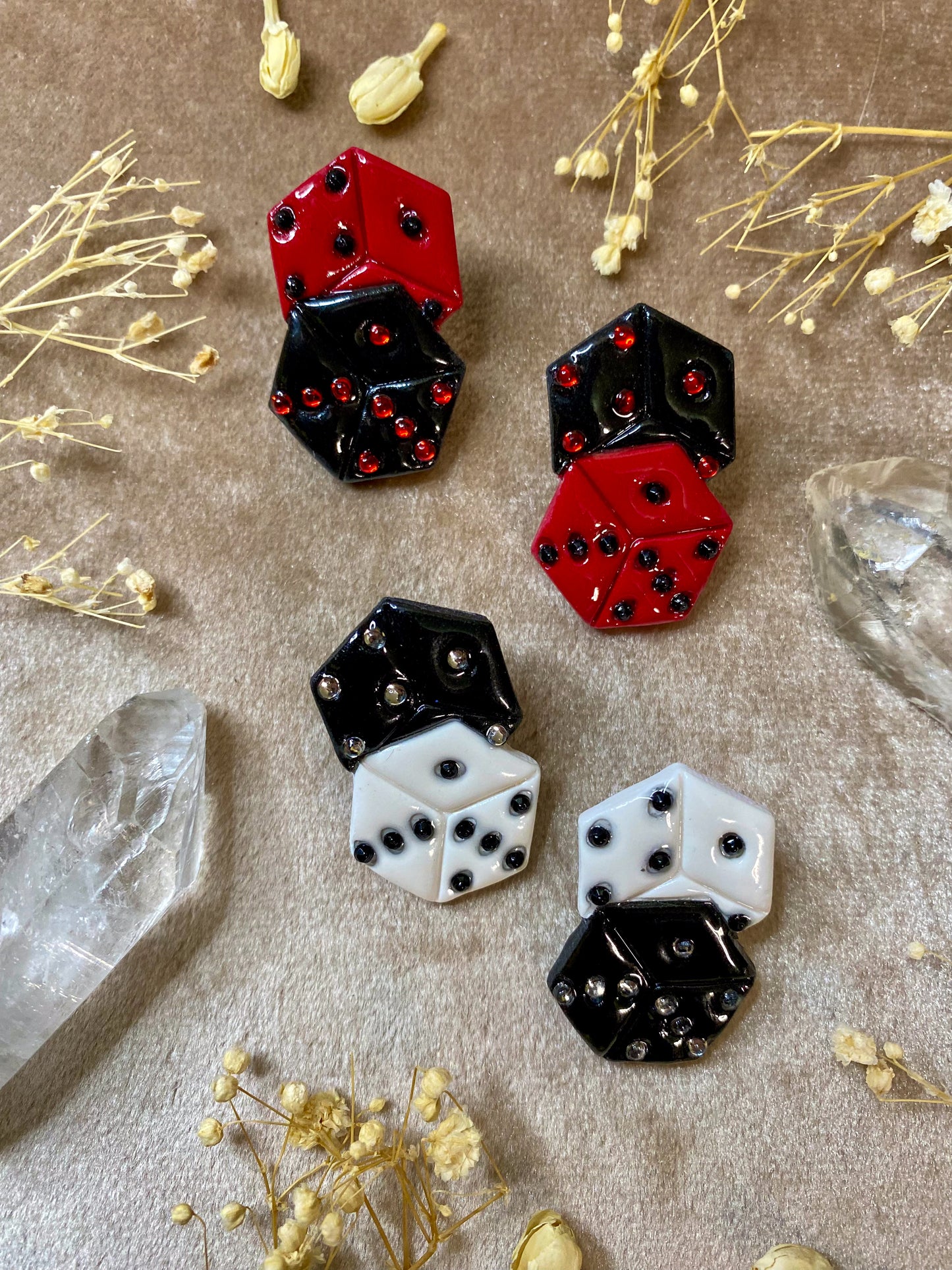 Jeweled Dice Stud Earrings