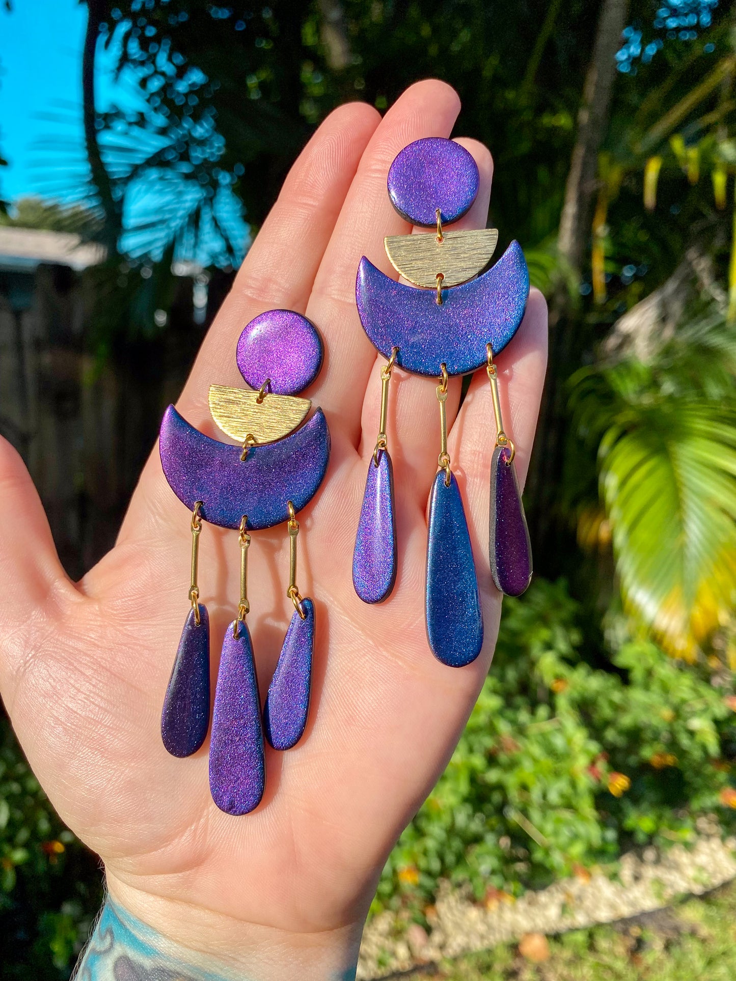 Moon Drop Color Shift (Blue/Purple) Earrings