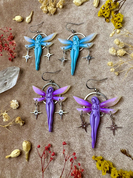 Silver Pastel Floating Fairy Earrings