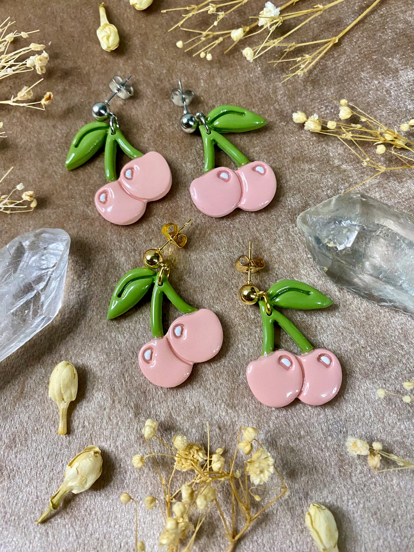 Pink Cherry Midi Earrings