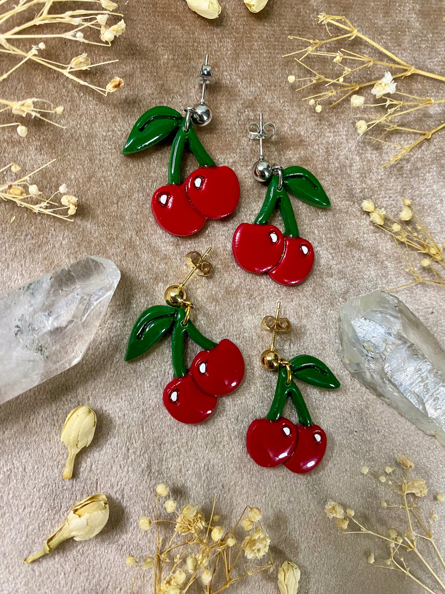 Red Cherry Midi Earrings