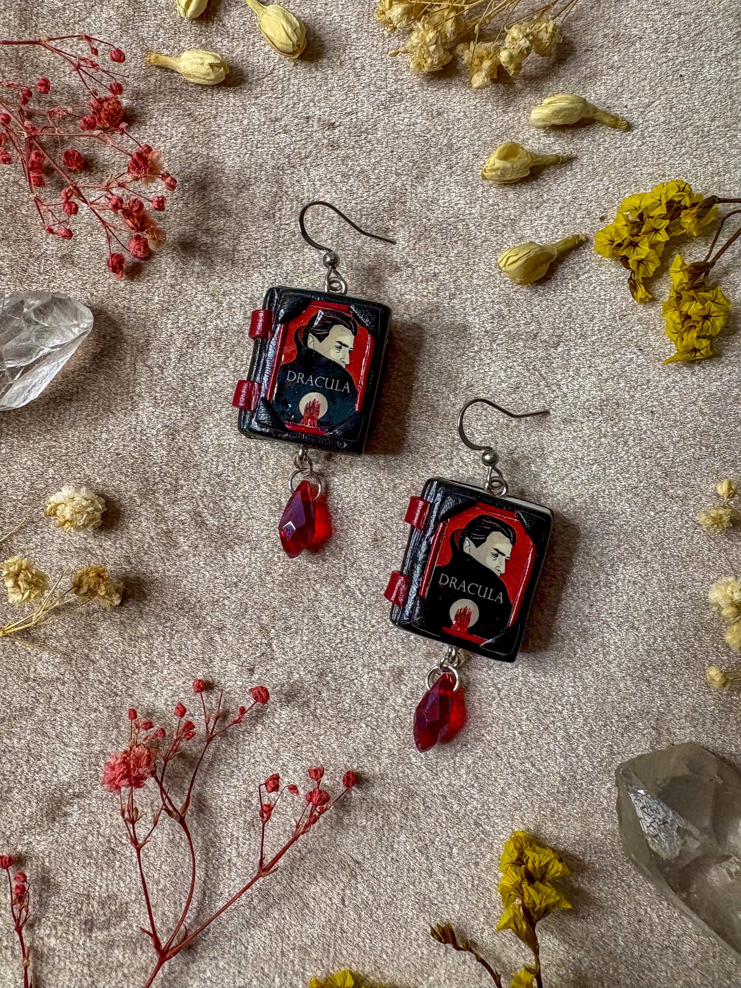 Dracula Book Earrings