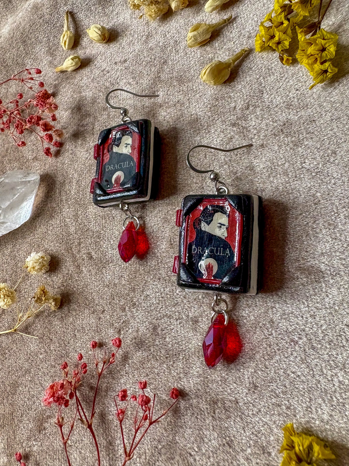 Dracula Book Earrings