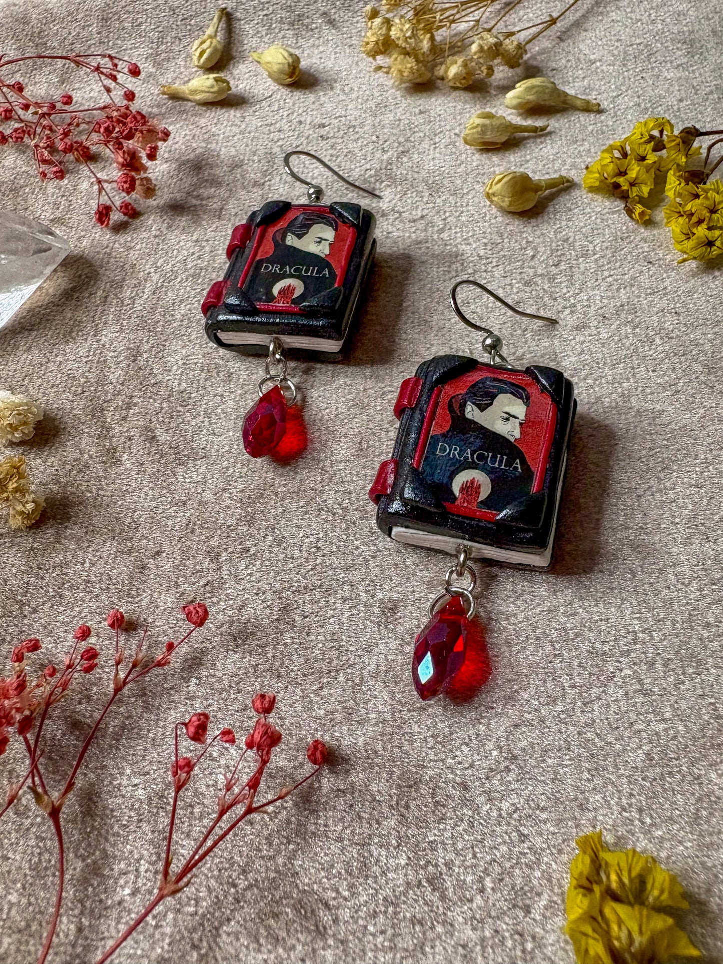 Dracula Book Earrings