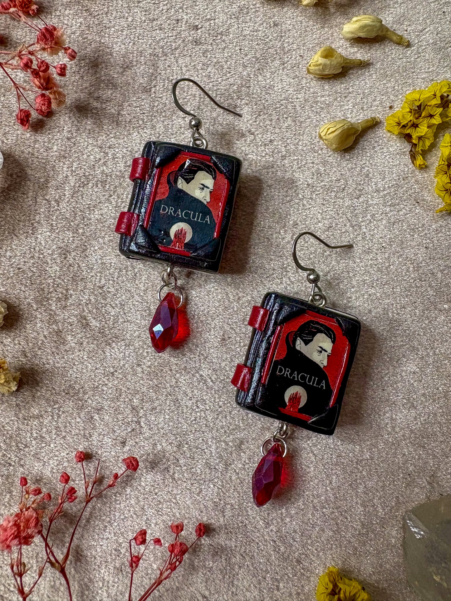 Dracula Book Earrings