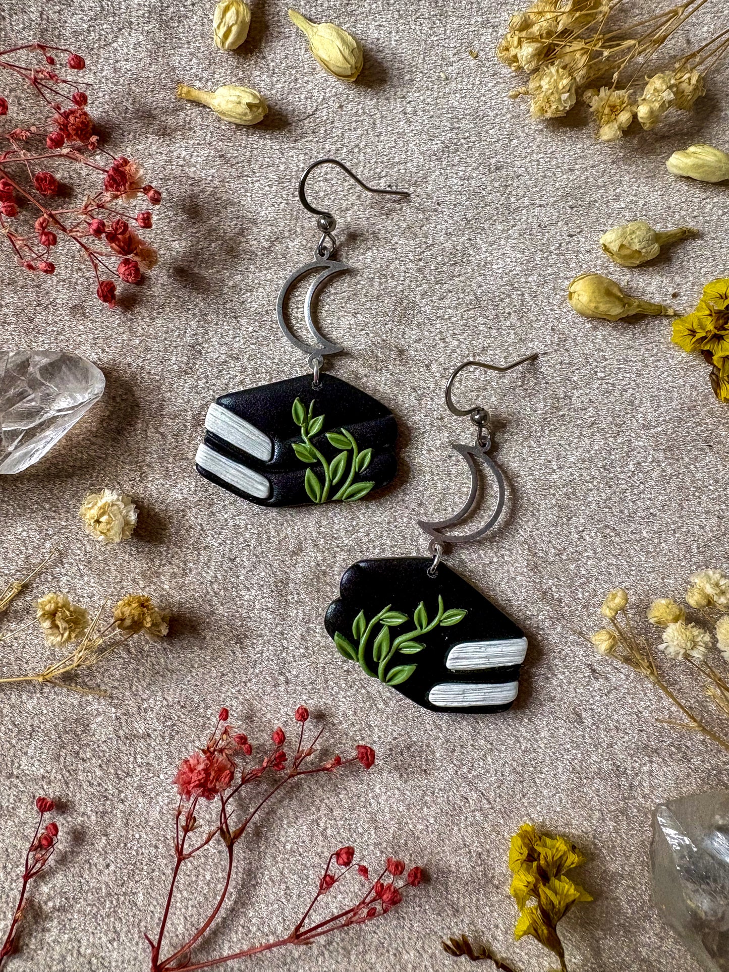 Black Double Book Earrings