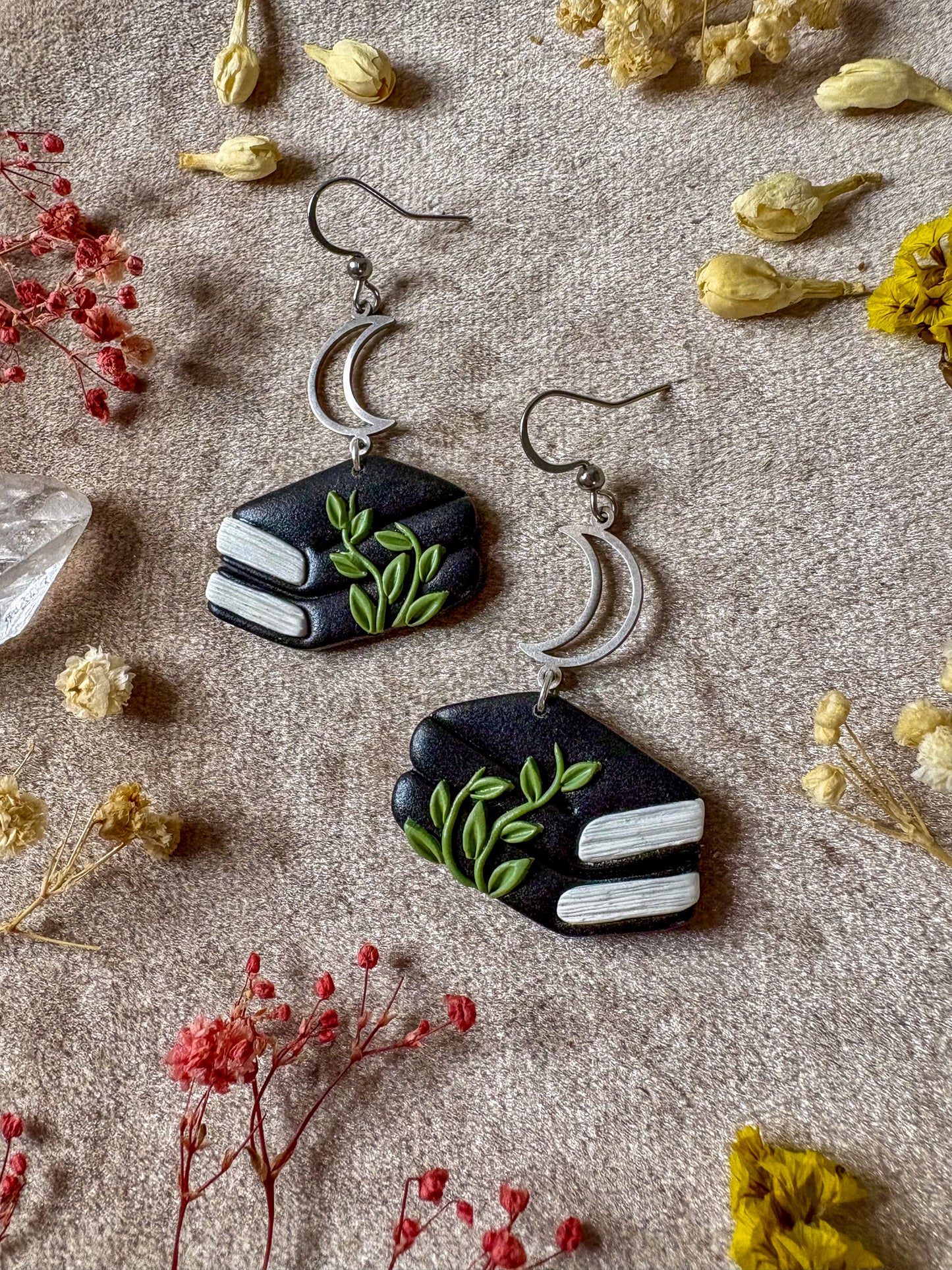 Black Double Book Earrings