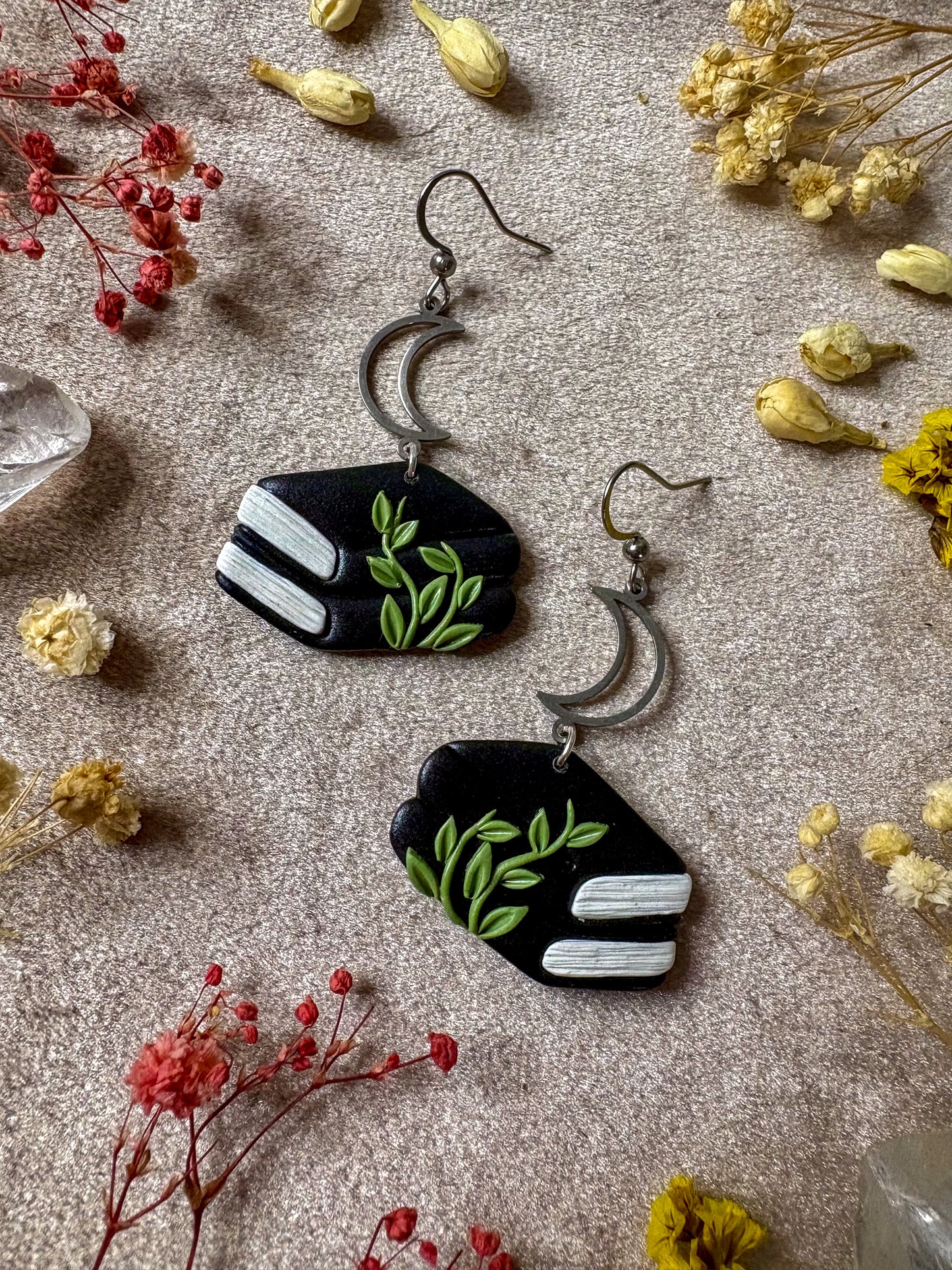 Black Double Book Earrings