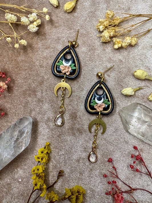 Floral Moon Planchette Earrings