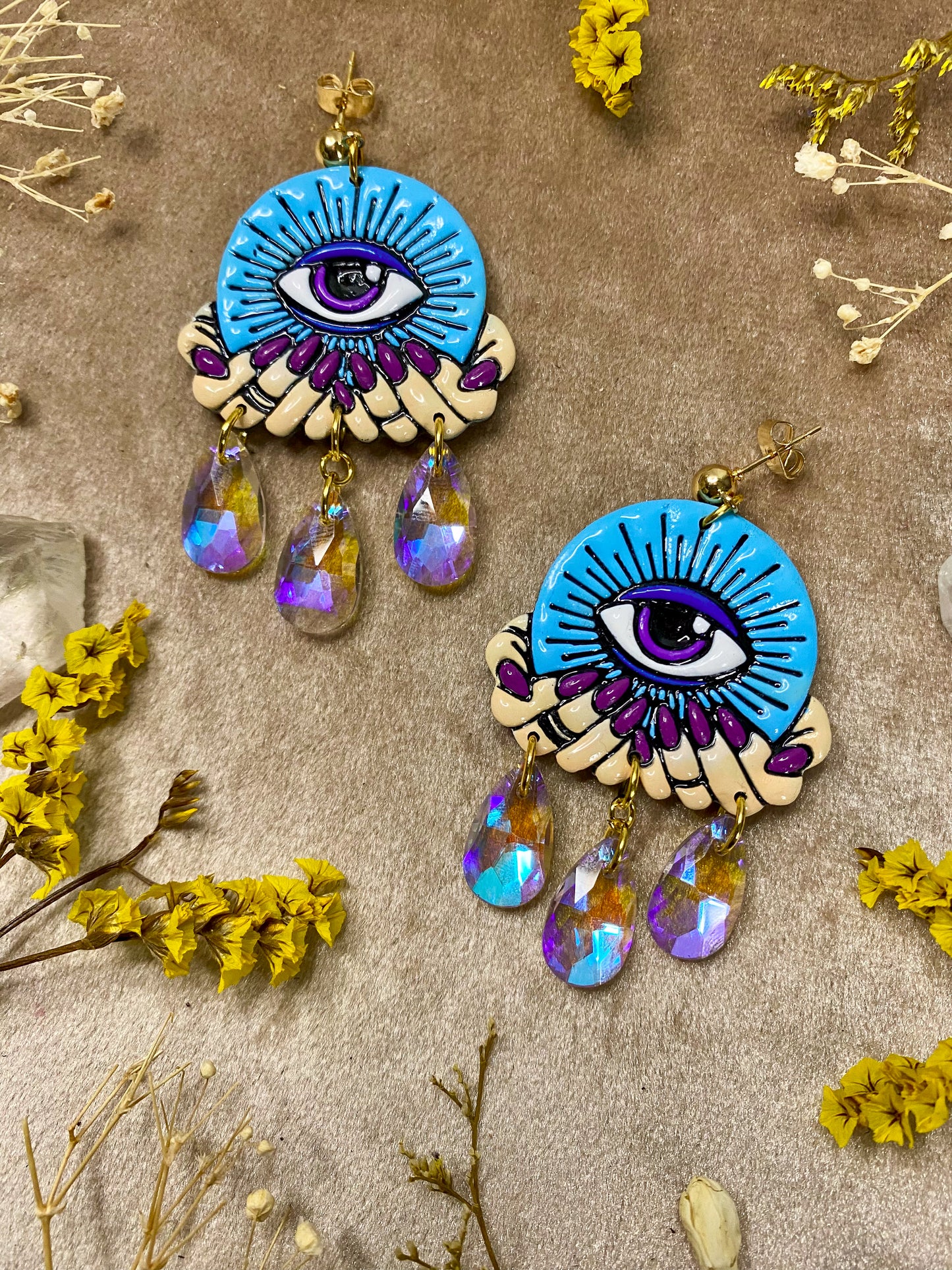 Light Blue Crystal (Eye)Ball Earrings